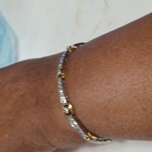 SILVERTONE CUBIC ZIRCONIA GOLD OVERLAY BRACELET NWOT